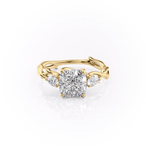 The Three Stone Twig Set With A 2.5 Carat Cushion Moissanite