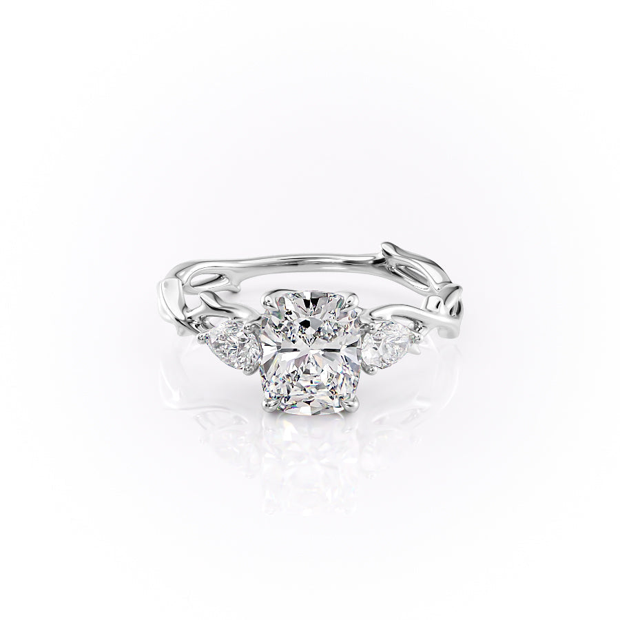 The Three Stone Twig Set With A 1 Carat Elongated Cushion Lab Diamond