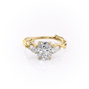 The Three Stone Twig Set With A 1.5 Carat Elongated Cushion Moissanite