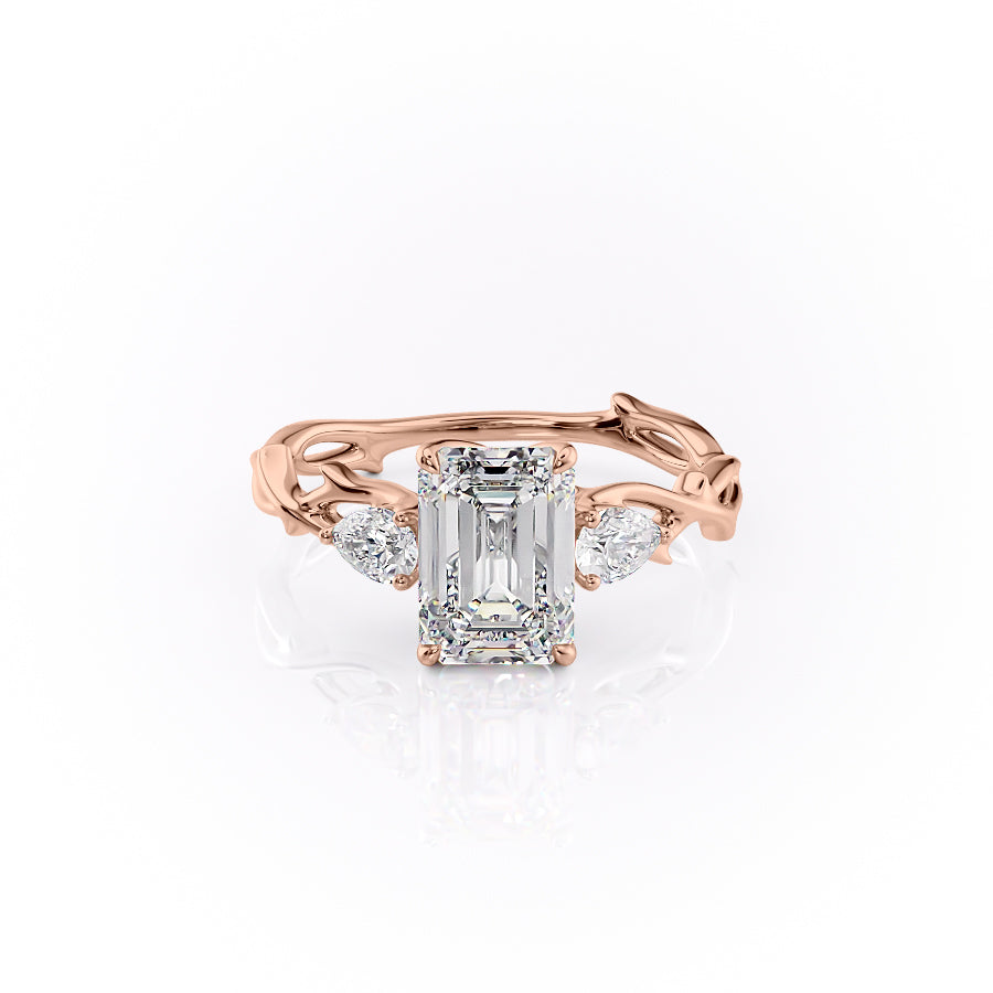 The Three Stone Twig Set With A 1.5 Carat Emerald Lab Diamond