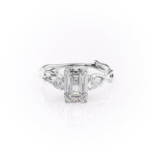 The Three Stone Twig Set With A 2.5 Carat Emerald Moissanite