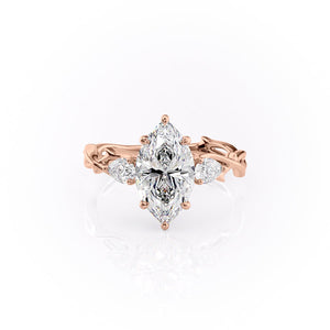 The Three Stone Twig Set With A 1.5 Carat Marquise Moissanite