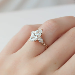 The Three Stone Twig Set With A 3 Carat Marquise Lab Diamond