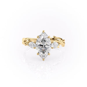 The Three Stone Twig Set With A 2 Carat Marquise Lab Diamond
