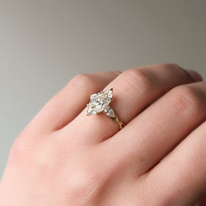 The Three Stone Twig Set With A 2 Carat Marquise Lab Diamond
