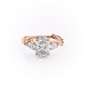 The Three Stone Twig Set With A 1.5 Carat Oval Moissanite