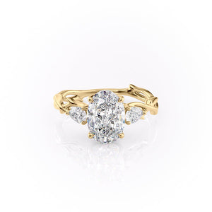 The Three Stone Twig Set With A 2.5 Carat Oval Moissanite