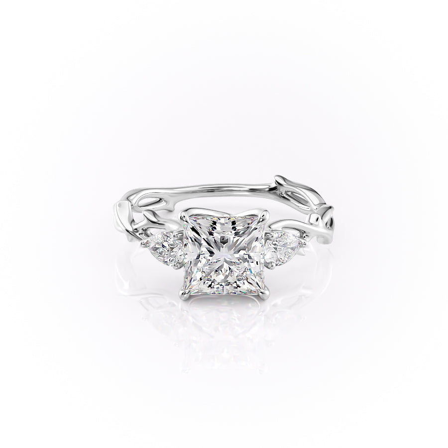 The Three Stone Twig Set With A 4.5 Carat Princess Moissanite