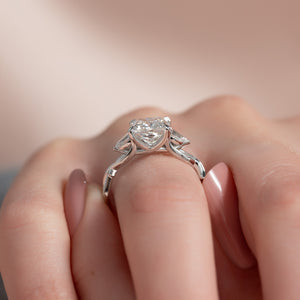 The Three Stone Twig Set With A 2 Carat Princess Lab Diamond