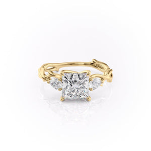 The Three Stone Twig Set With A 1.5 Carat Princess Lab Diamond