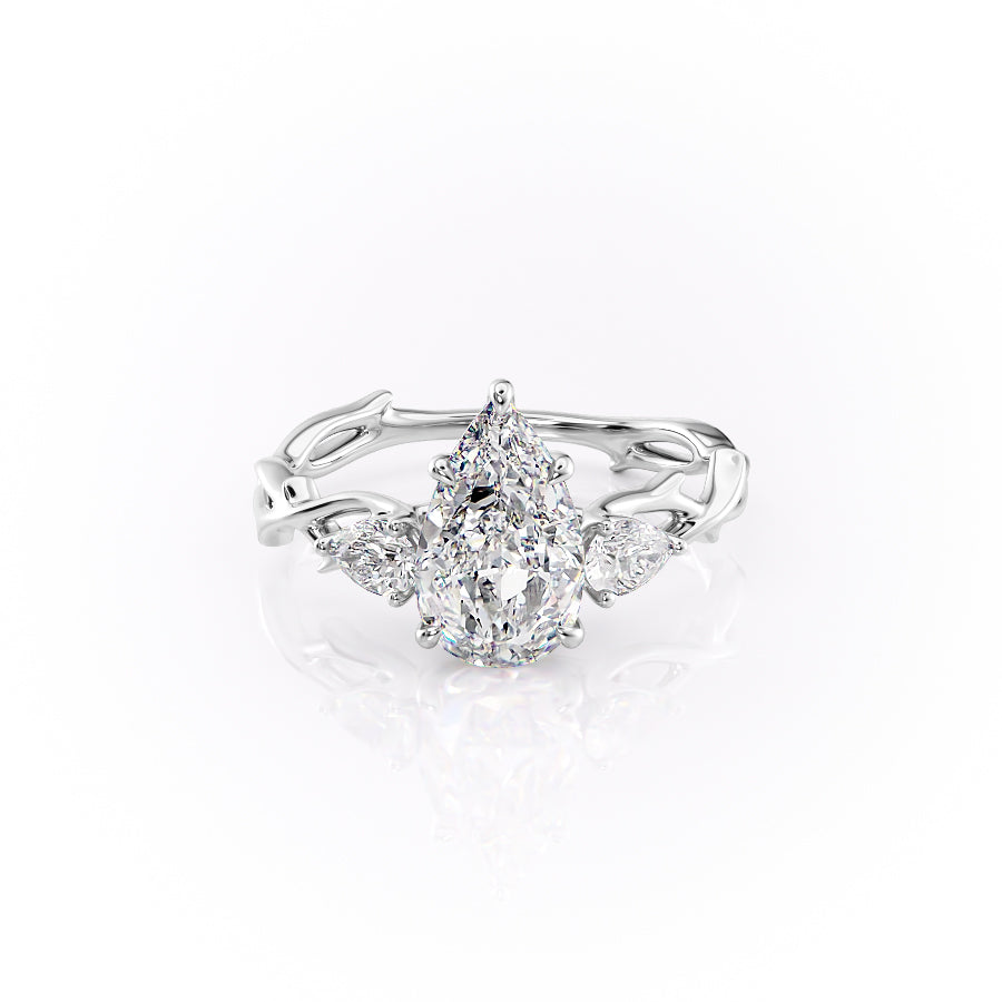 The Three Stone Twig Set With A 3.5 Carat Pear Moissanite