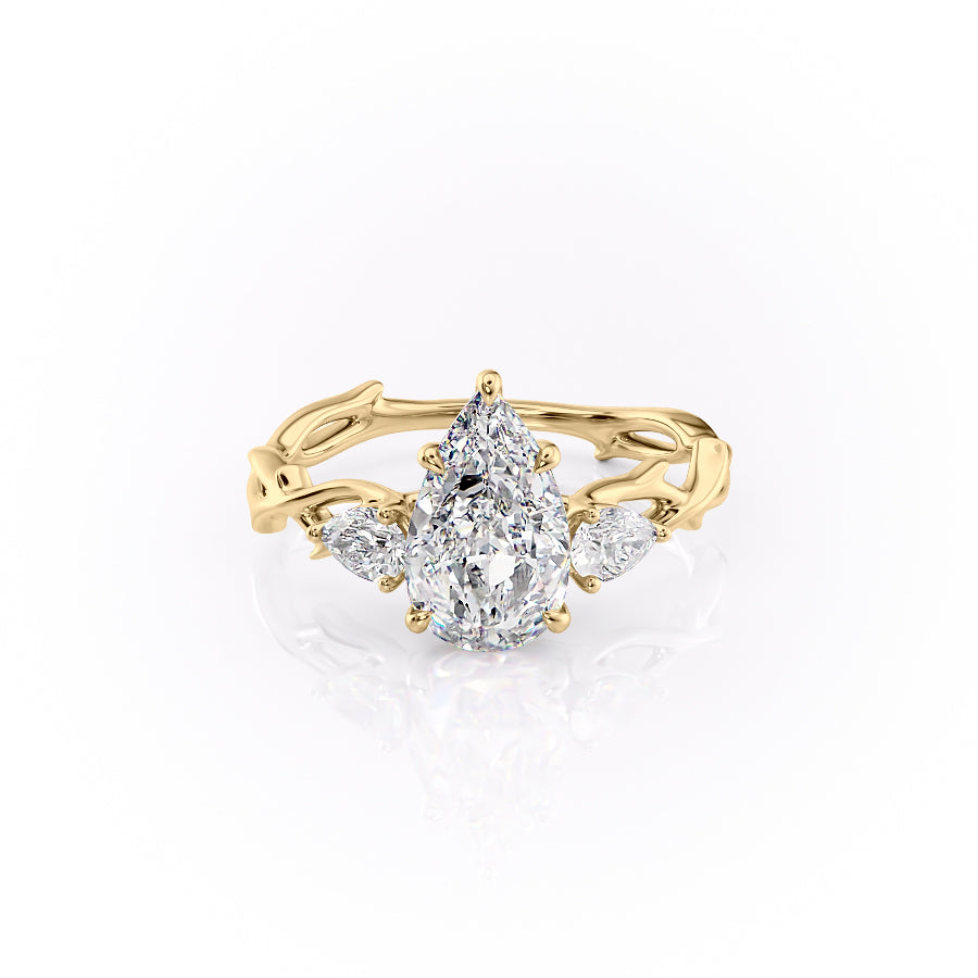 The Three Stone Twig Set With A 4.5 Carat Pear Moissanite