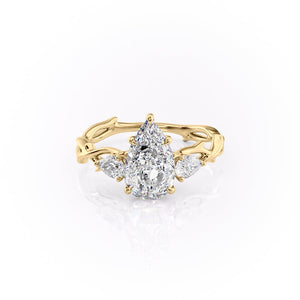 The Three Stone Twig Set With A 2.5 Carat Pear Moissanite