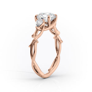 The Three Stone Twig Set With A 1.5 Carat Elongated Cushion Lab Diamond