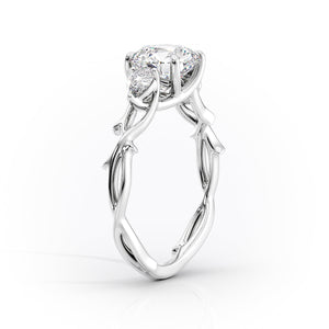 The Three Stone Twig Set With A 1 Carat Elongated Cushion Lab Diamond