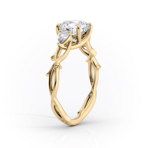 The Three Stone Twig Set With A 2.5 Carat Emerald Lab Diamond