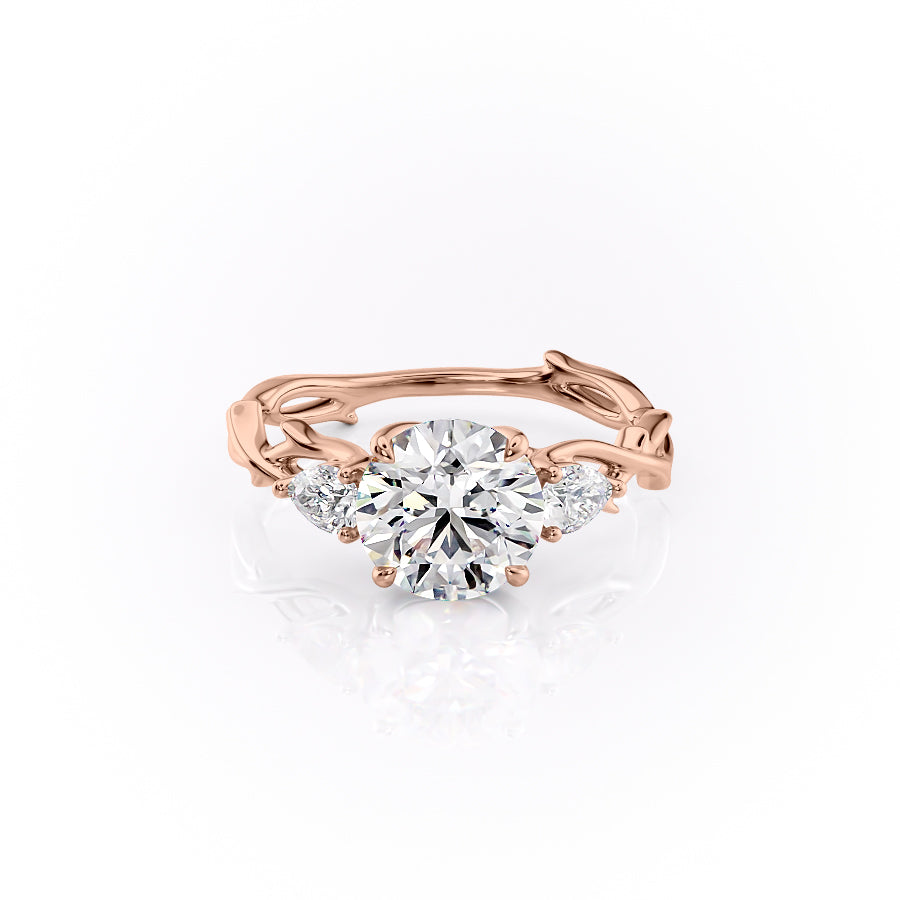 The Three Stone Twig Set With A 3 Carat Round Lab Diamond