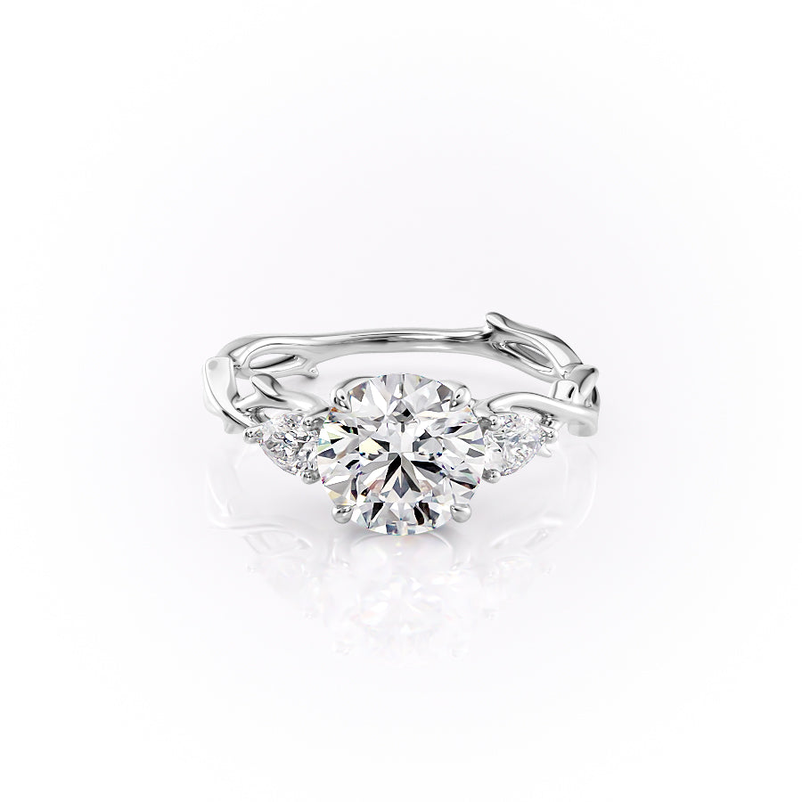 The Three Stone Twig Set With A 1.5 Carat Round Moissanite