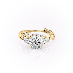The Three Stone Twig Set With A 2.5 Carat Round Lab Diamond