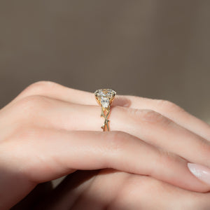 The Three Stone Twig Set With A 2 Carat Round Lab Diamond