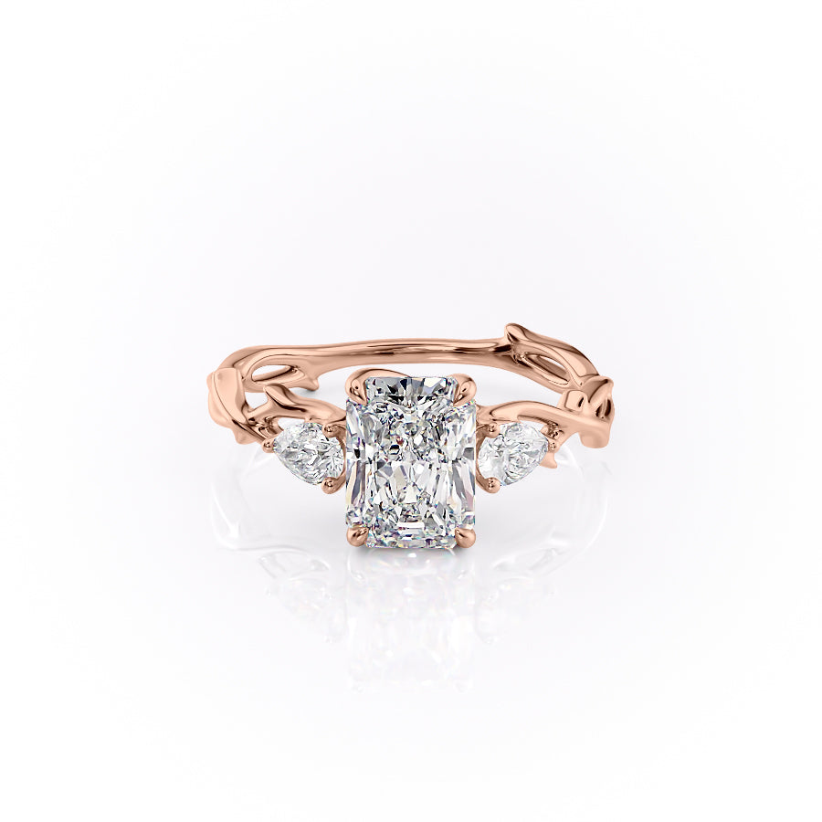 The Three Stone Twig Set With A 1.5 Carat Radiant Moissanite