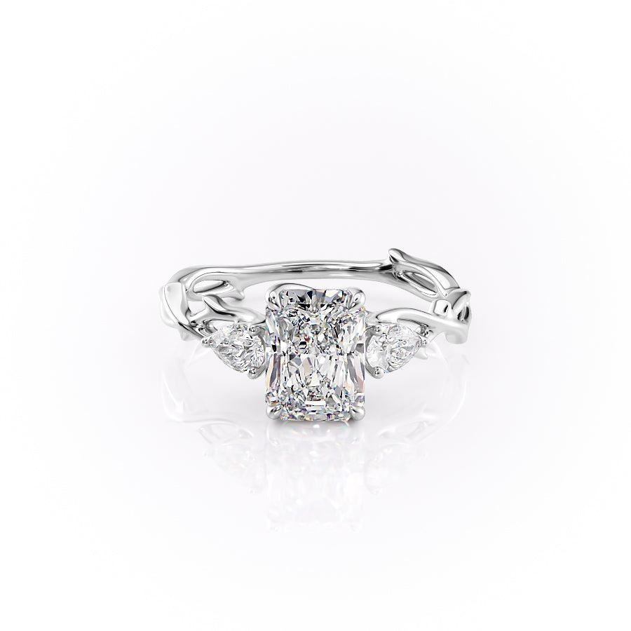 The Three Stone Twig Set With A 4.5 Carat Radiant Moissanite