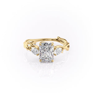 The Three Stone Twig Set With A 2.5 Carat Radiant Lab Diamond