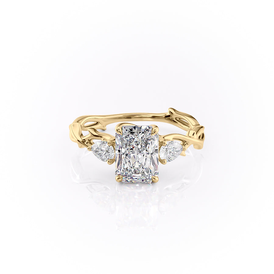 The Three Stone Twig Set With A 3 Carat Radiant Lab Diamond