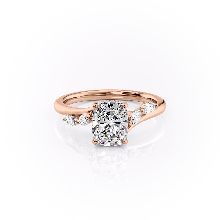 The Nova Set With A 2 Carat Elongated Cushion Moissanite