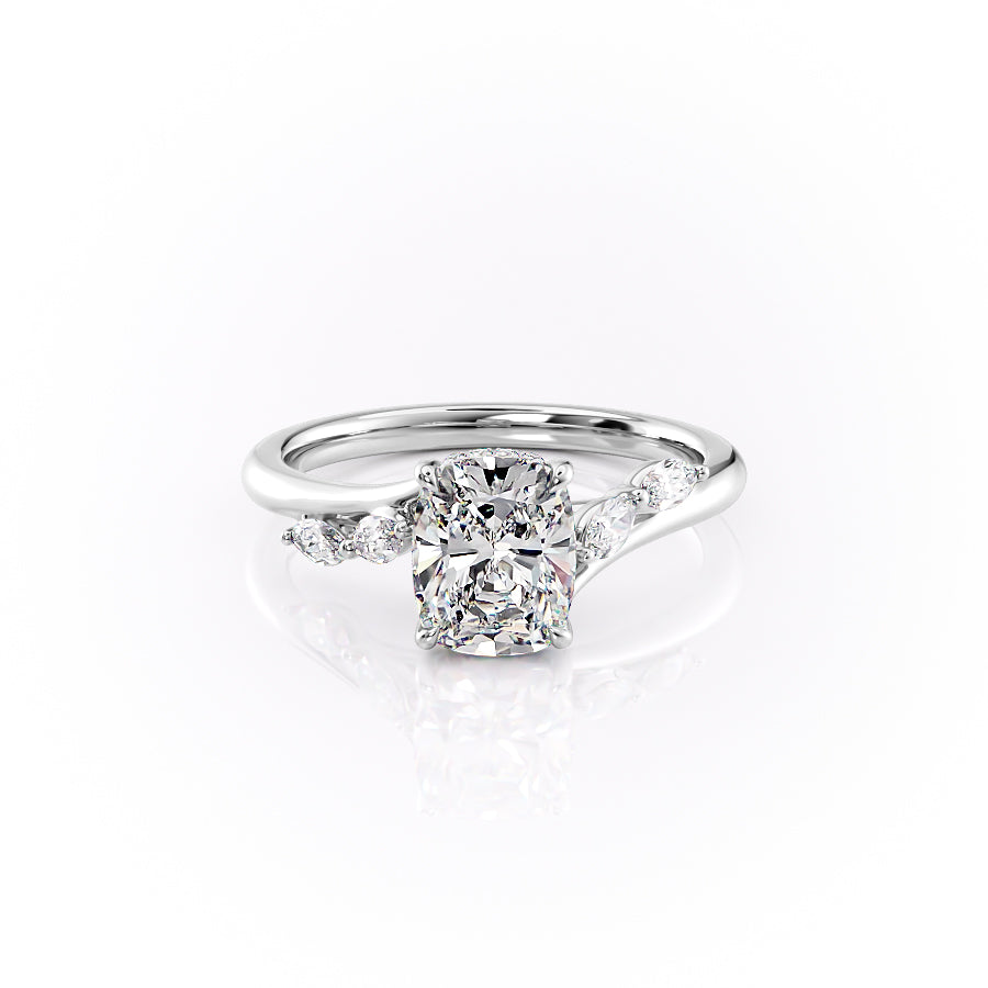 The Nova Set With A 1.5 Carat Elongated Cushion Moissanite