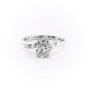 The Nova Set With A 1.5 Carat Elongated Cushion Moissanite