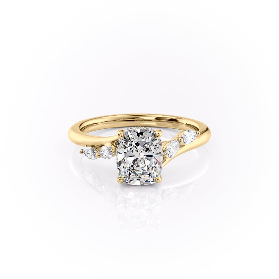 The Nova Set With A 1.5 Carat Elongated Cushion Moissanite