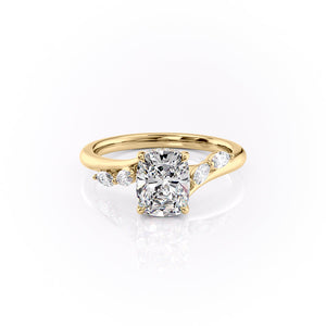 The Nova Set With A 2 Carat Elongated Cushion Lab Diamond