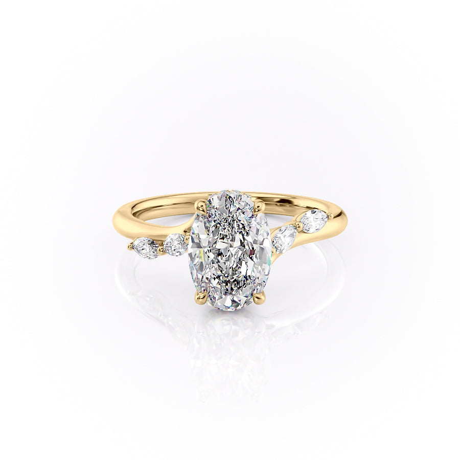 The Nova Set With A 1.5 Carat Oval Moissanite