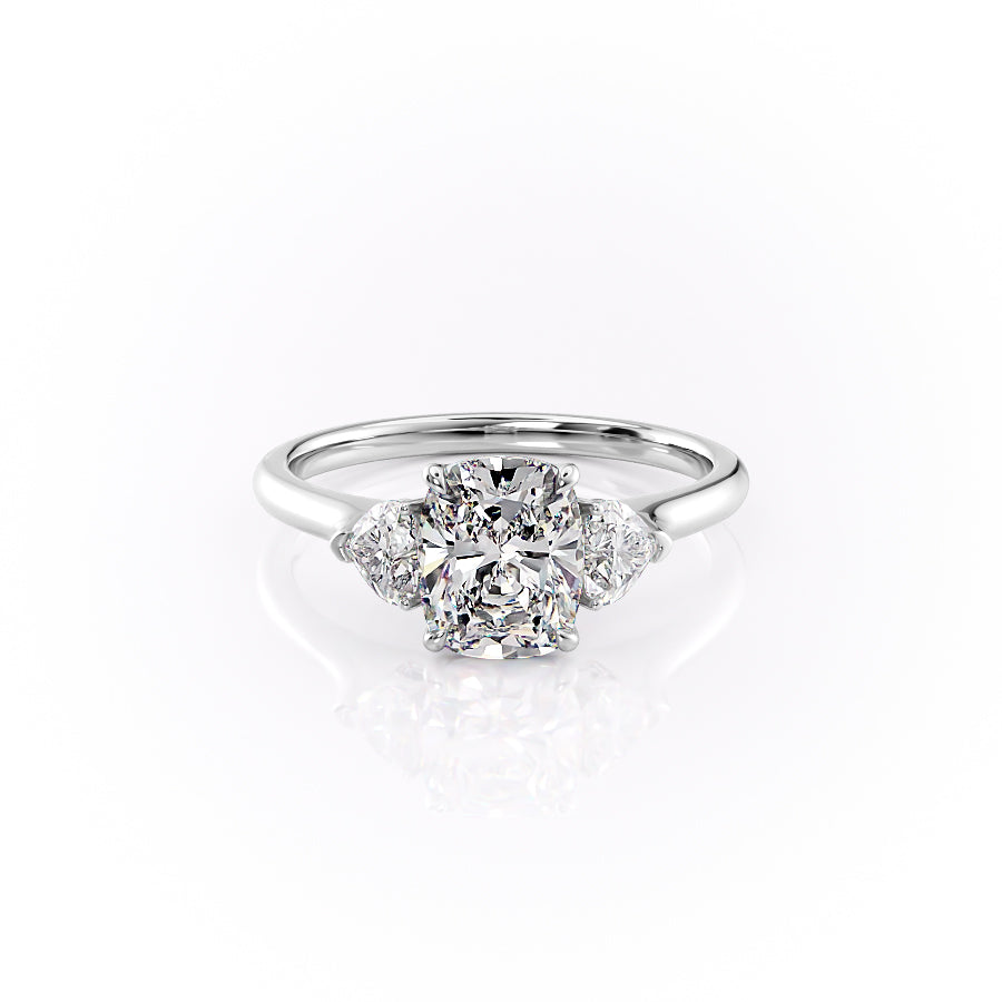 The Hearts Liv Set With A 2.5 Carat Elongated Cushion Moissanite