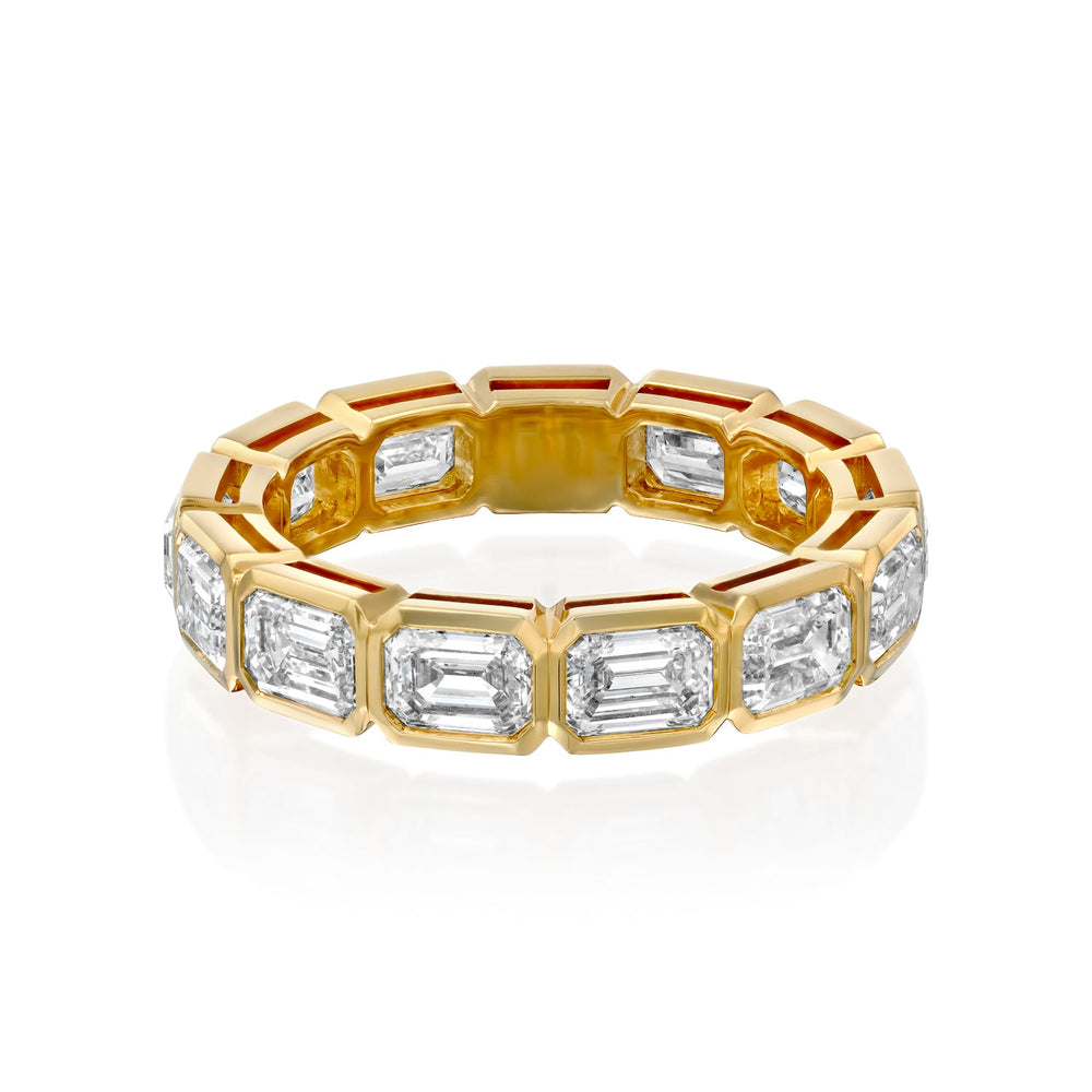3ct East West Emerald Bezel Eternity