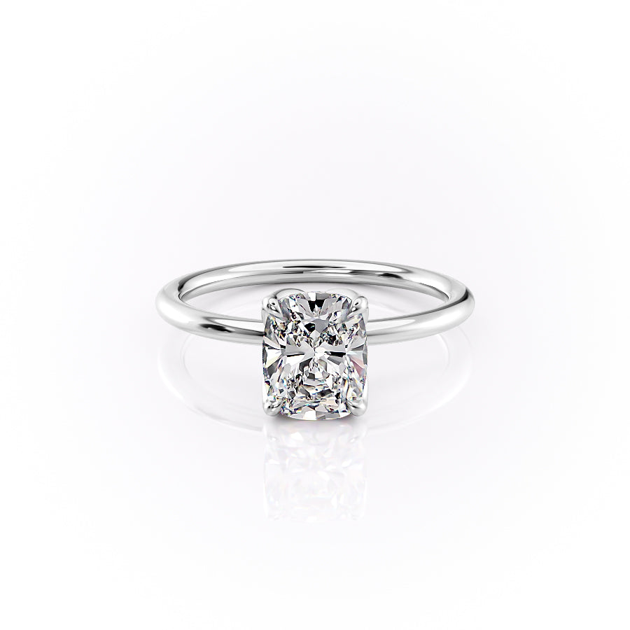 The Lisa Set With A 3 Carat Elongated Cushion Lab Diamond