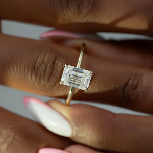 The Lisa Set With A 3 Carat Emerald Lab Diamond