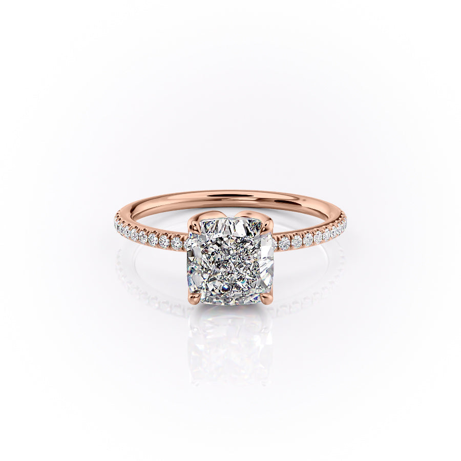 The Pave Lisa Set With A 2.5 Carat Cushion Moissanite