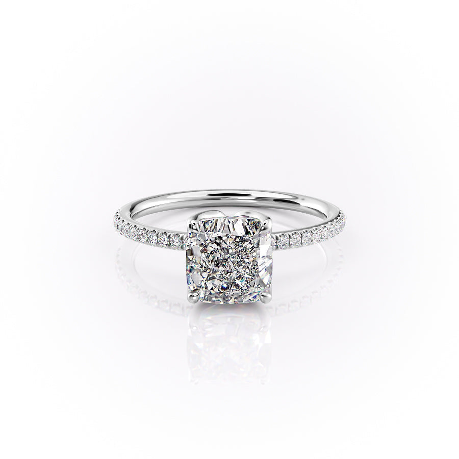 The Pave Lisa Set With A 2.5 Carat Cushion Moissanite