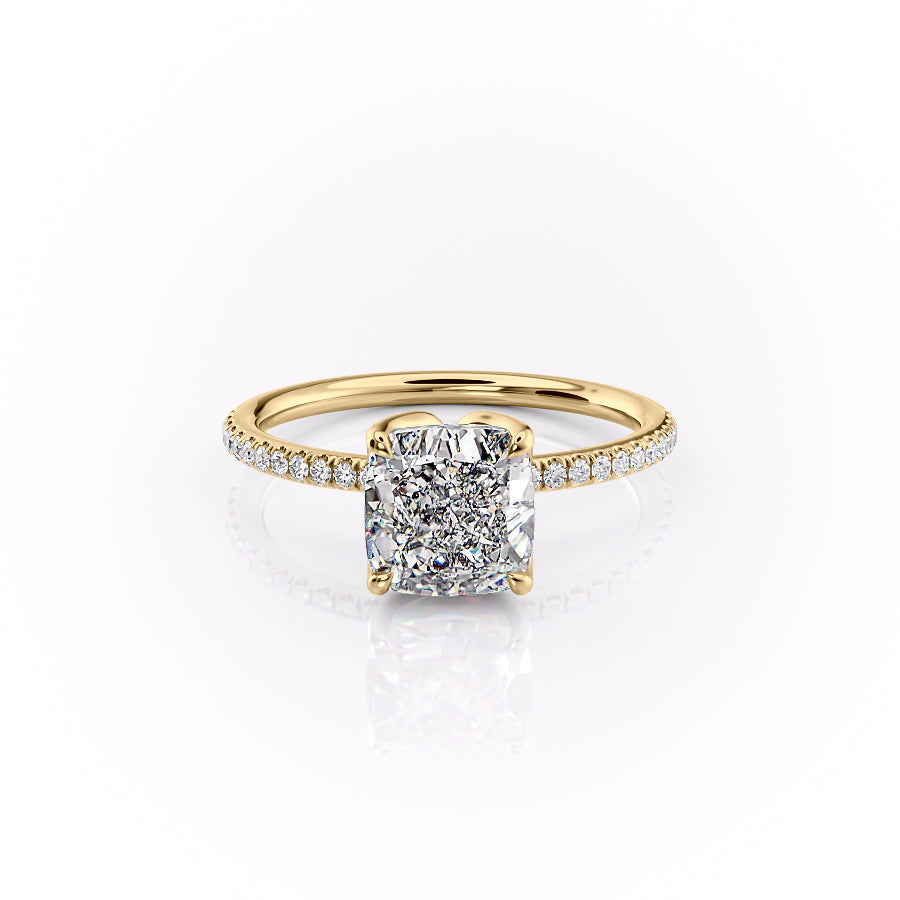 The Pave Lisa Set With A 1 Carat Cushion Lab Diamond