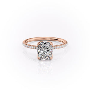 The Pave Lisa Set With A 2.5 Carat Elongated Cushion Lab Diamond