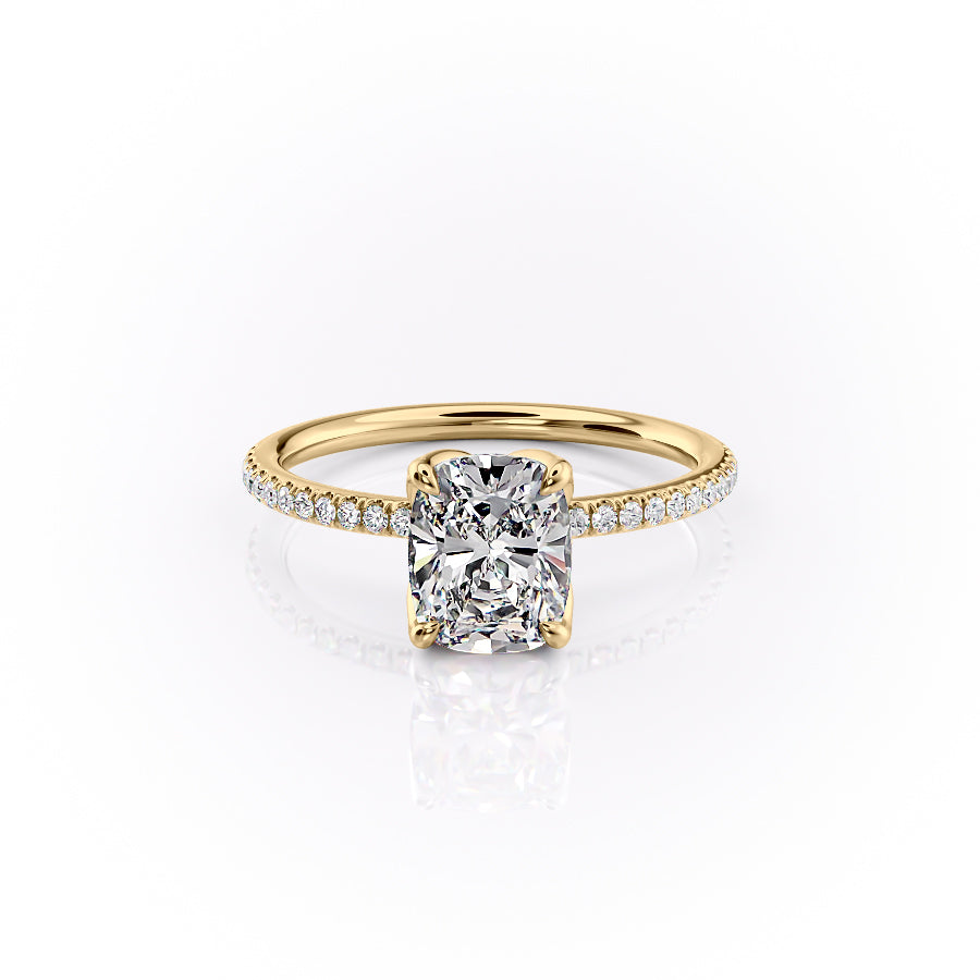 The Pave Lisa Set With A 1.5 Carat Elongated Cushion Moissanite