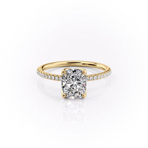 The Pave Lisa Set With A 2.5 Carat Elongated Cushion Lab Diamond