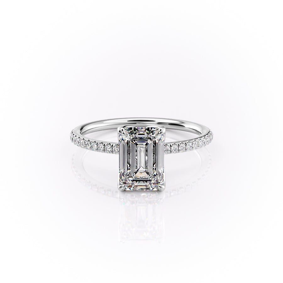 The Pave Lisa Set With A 1.5 Carat Emerald Lab Diamond