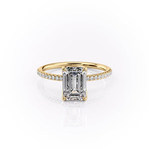 The Pave Lisa Set With A 2.5 Carat Emerald Lab Diamond