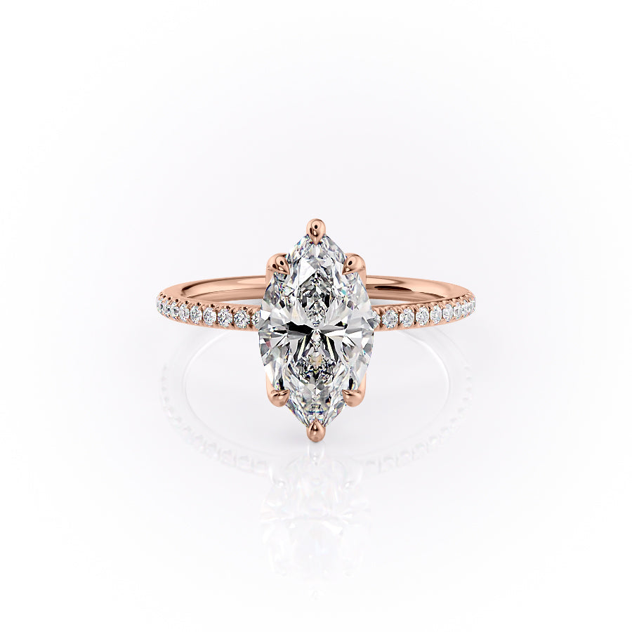 The Pave Lisa Set With A 3 Carat Marquise Lab Diamond