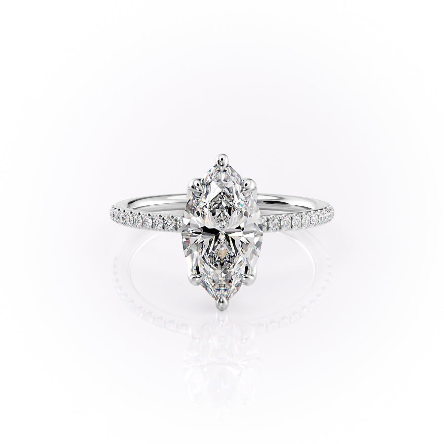 The Pave Lisa Set With A 3 Carat Marquise Lab Diamond