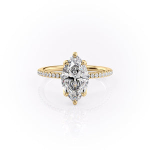 The Pave Lisa Set With A 2.5 Carat Marquise Lab Diamond