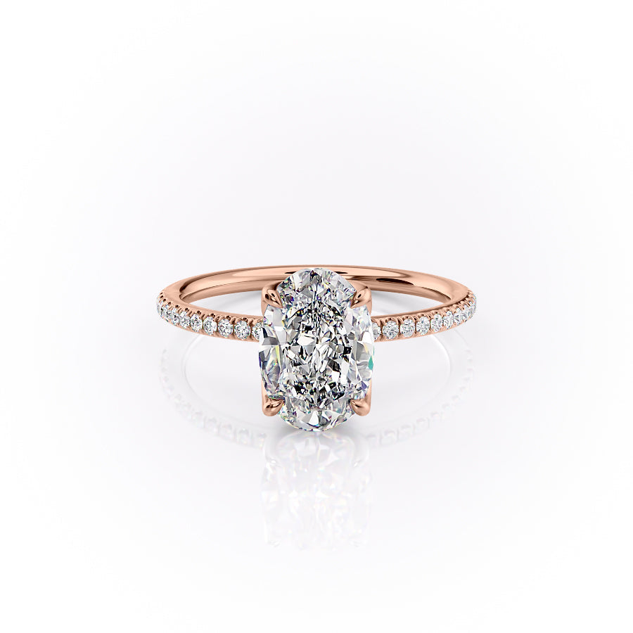 The Pave Lisa Set With A 2.5 Carat Oval Moissanite